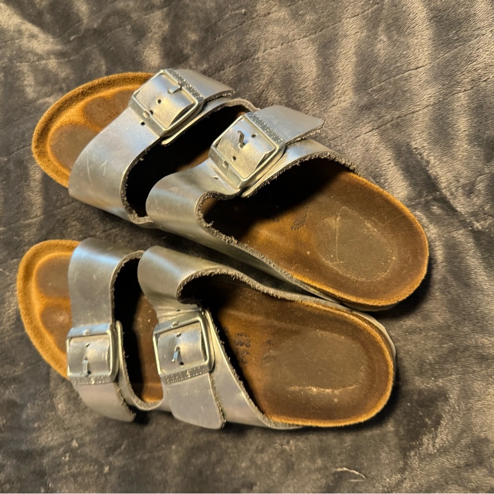 silver birkenstocks